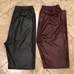 Stylish Black and Burgundy Leggings
